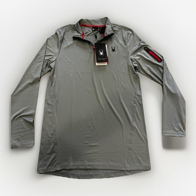 Spyder Active Men s 1/4 Zip Fleece Pullover Shirt Sweater Gray Sz L Lightweight