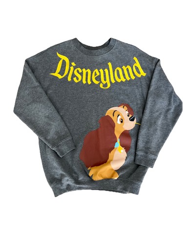 Disney Authentic LADY & THE TRAMP Pullover Sweatshirt Size S Grey Excellent Cond