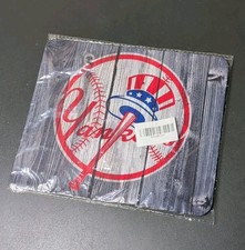 MLB New York Yankees Logo Mouse Pad 9"x8" Baseball Gray Wood Grain Bronx Bombers