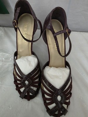 Colin Stuart vintage-looking burgundy/purple ankle strap  heels - size 9