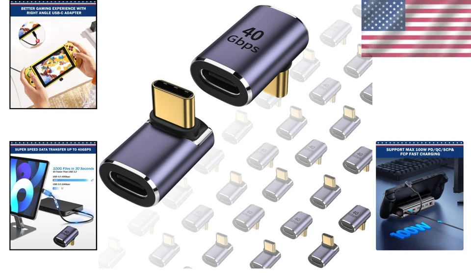 12 Pack USB C Right Angle Adapter 40Gbps Data Transfer - Image 2 of 4