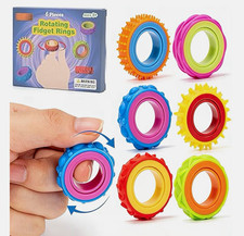 6pcs Rotating Fidget Rings Set, Multicoloured Sensory Finger Spinner Toy 3+