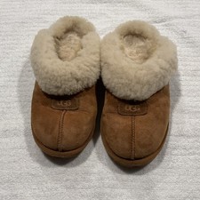 UGG Coquette Women  s Brown Suede Shearling Lined Slip-On Slippers Rubber