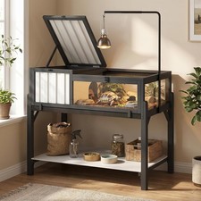 PETSCOSSE Large Indoor Tortoise Habitat with PVC Shelter  Adjustable Light Stand