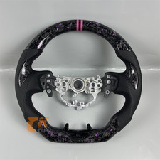 Pink Forged Carbon Fiber Black Leather Steering Wheel For 2024-2025 Toyota Camry