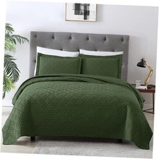 Quilt Set Size Olive Green 3 Piece,Lightweight Soft King 01 Olive Green