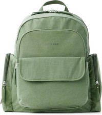 Diaper Bag Backpack with Changing Pad 9 Pockets Laptop Sleeve Sage