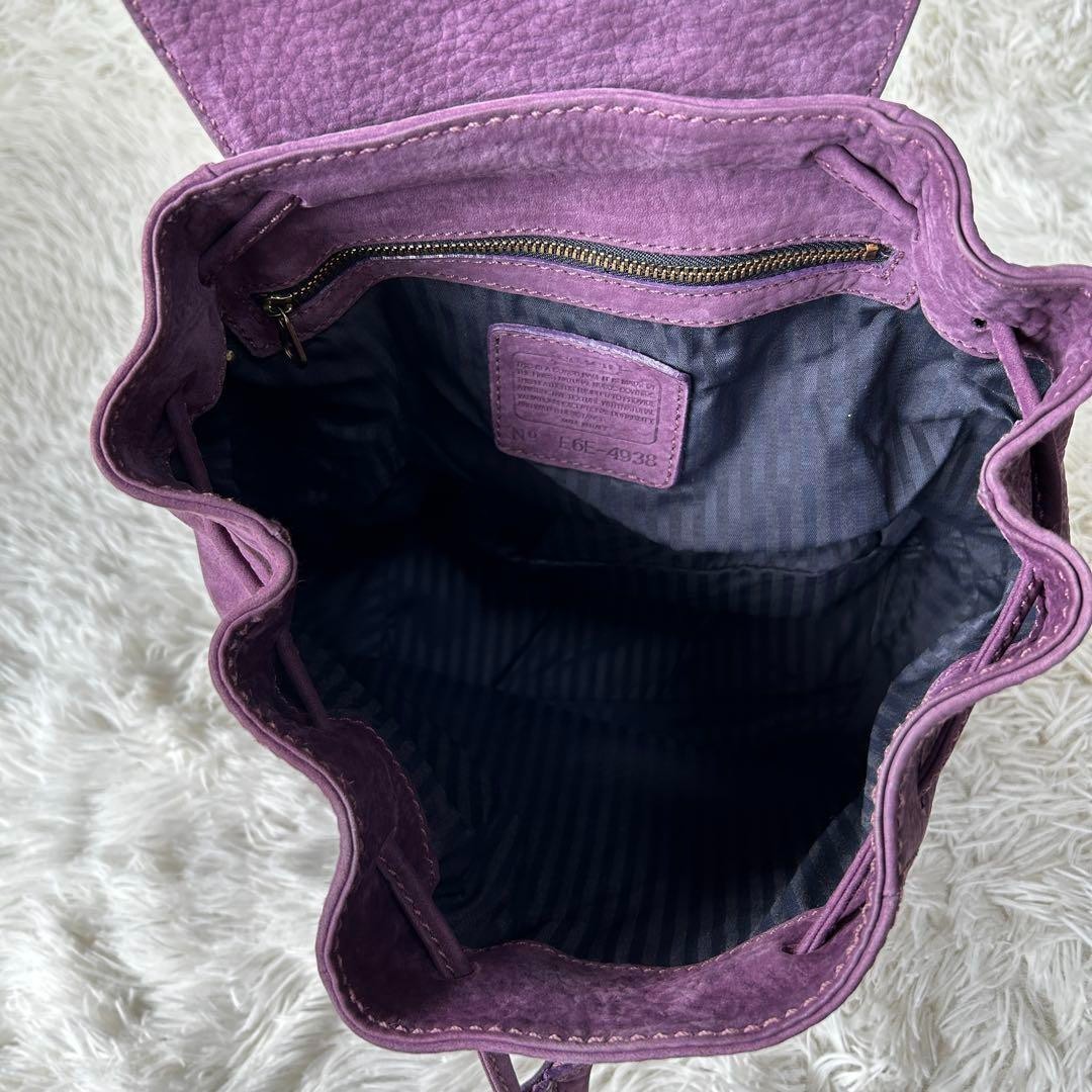 COACH Drawstring Adjustable Backpack Purple Nubuc… - image 13