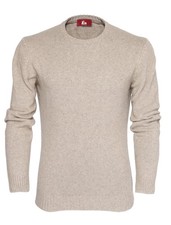 NWT EZZELINO SWEATER pure cashmere 4-ply crewneck beige luxury Italy L