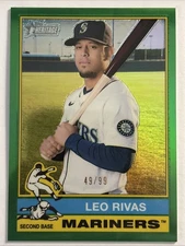 2025 Topps Heritage High Number Leo Rivas #634 Green Refractor /99 Mariners