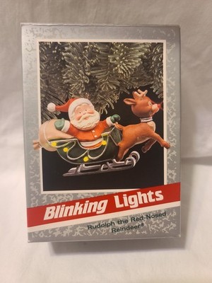 (B) 1989 Hallmark Keepsake Ornament Rudolph The Red-Nosed Reindeer Lights