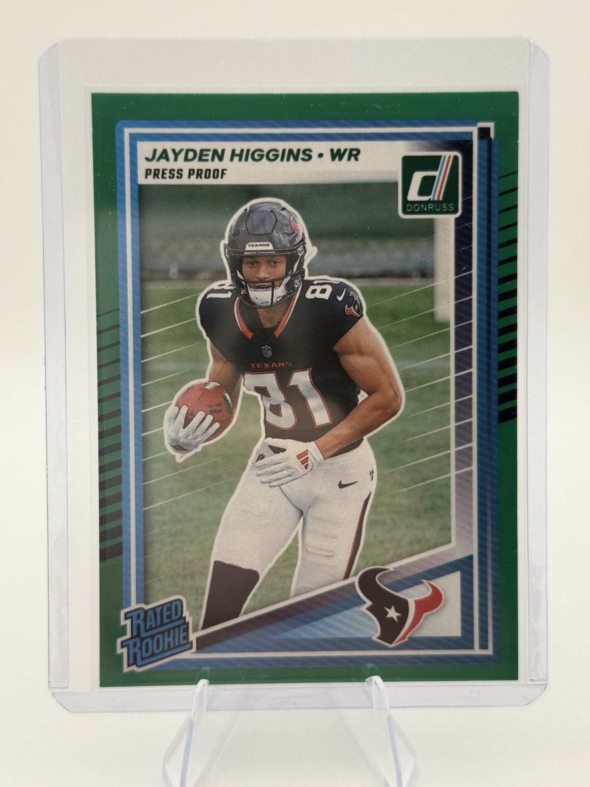 2025 Panini Donruss - Rated Rookie Jayden Higgins #334 Press Proof Green (RC)