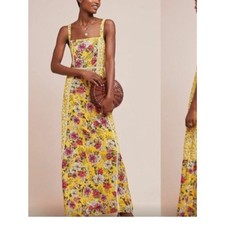 Farm Rio size small petite cantonal lace Yellow Floral Square-Neck Maxi Dress