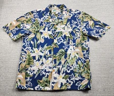 VTG Paradise Found Shirt Mens Medium Blue Hawaiian Aloha Floral Made in Hawaii