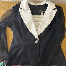 Alex Evenings Black Formal Top Womens 16 Beaded Faux Undershirt Evening wear