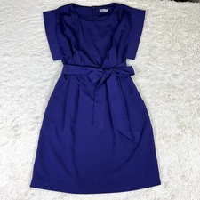 Eliza J Purple Pleated Drape Sleeve Tie Waist Mini Dress 2
