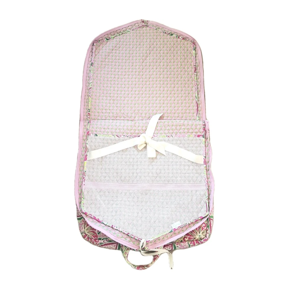 Vera Bradley Rosa Verde Floral Acolchado Colgante Bolso de Ropa Boho Preppy Cottage Foto 2 de 4