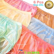 x6 Vintage Shiny Silky Nylon Panties Underwear Plus Size 2XL Women Men Full Cut