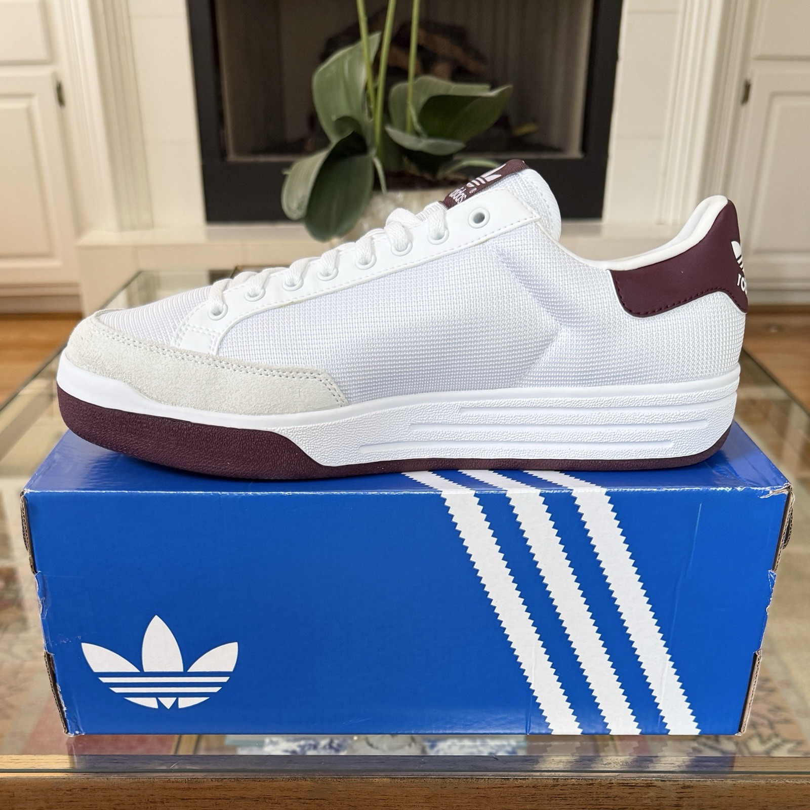 Size 10.5 - adidas Rod Laver  - Cloud White/Maroon - LA4181 -SAME DAY SHIPPING image 6