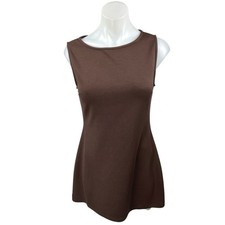 White Fox Women's Brown Sleeveless Zip Cami Camisole Mini A-Line Tank Dress Sz M