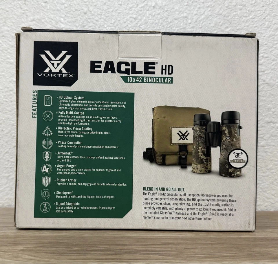 Vortex Eagle HD Camo 10x42 Truetimber Prairie Binoculars Camo-215ADY - Image 2 of 4