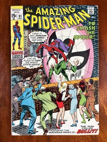 The AMAZING SPIDER-MAN #91 DEC 1970 December Vintage Marvel Comics - NR - VG+