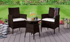 Image of 3PC Rattan Bistro Set Garden Patio Furniture - 2 Chairs & Coffee Table