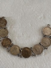 vintage 3pence coin bracelet king george v 6.5 inchs