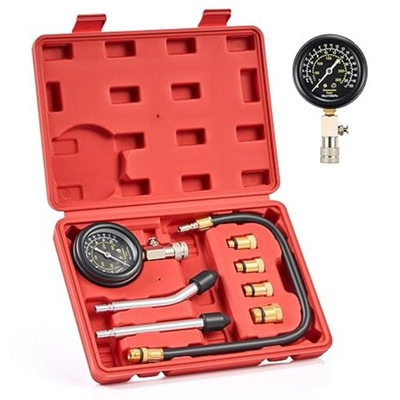 #ad Compression Tester 8PCS Engine Cylinder Pressure Gauge for Petrol Gas Engi Red $23.99