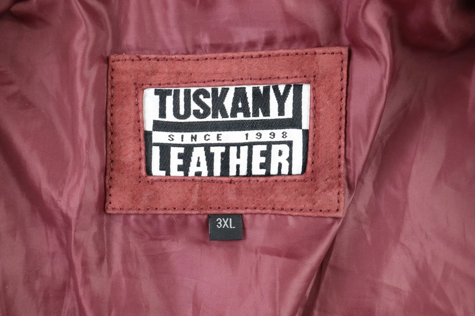 VTG Tuskany Leather Men’s 46 XL Red Bomber Suede Leather Aztec Western Jacket - Image 4 of 4