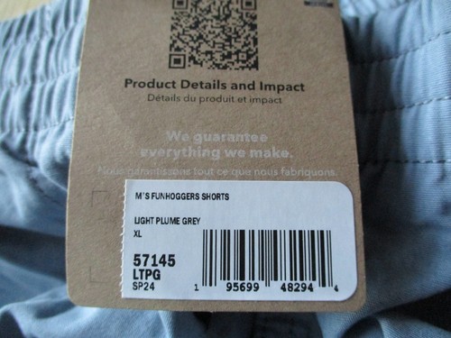 Mens Patagonia Shorts Funhoggers 100% Cotton Plume Grey Ex Large 38" Waist BNWTs - Picture 9 of 10