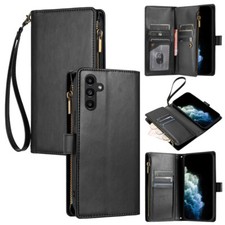 For Samsung Galaxy "A"Series Zipper Magnetic Leather Flip Card Wallet Case Cover