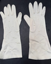 DESIGNER LADIES CREAM NYLON DRESS GLOVES UNLINED SIZE 7