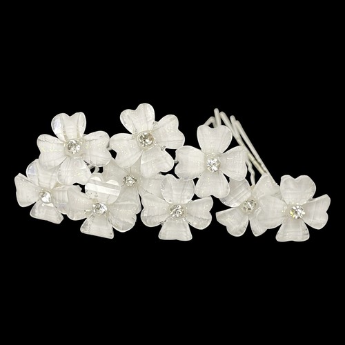 Floral Hair Pins Bridal Bridesmaid Hair Accessory 4 Petal U Pin for Women Girls - Picture 10 of 13