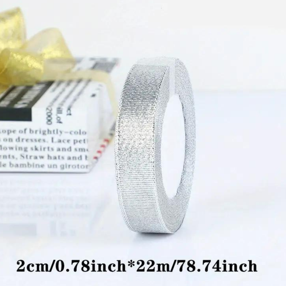 8 pack of 25 Yards of Silver Ribbon for Crafting, Gift Wrapping ...