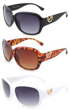 3 Pack Oversized Fashion Plastic Frame Round Square Sunglasses for Women UV400