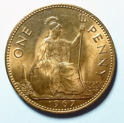 1967 RARE 1967 Queen Elizabeth ll 1 Penny coin Uncirculated Mint