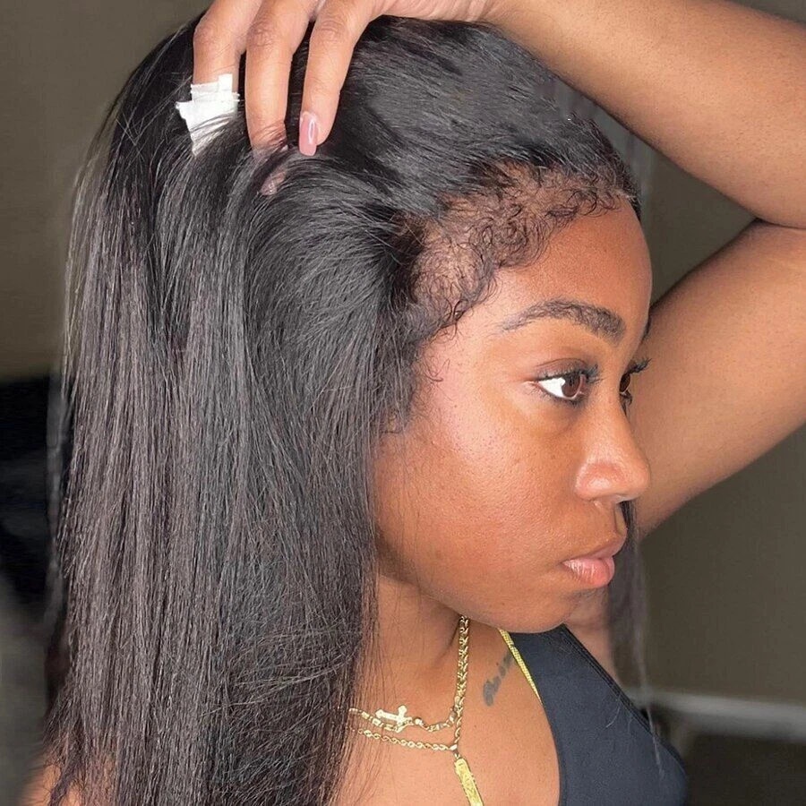 Kinky Edges Natural Hairline Wig Straight 13x6 HD Lace Front Human Hair Wigs