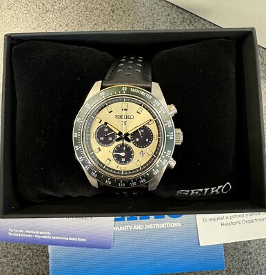 Seiko Prospex Speedtimer Solar Leather Band Cream Dial Watch