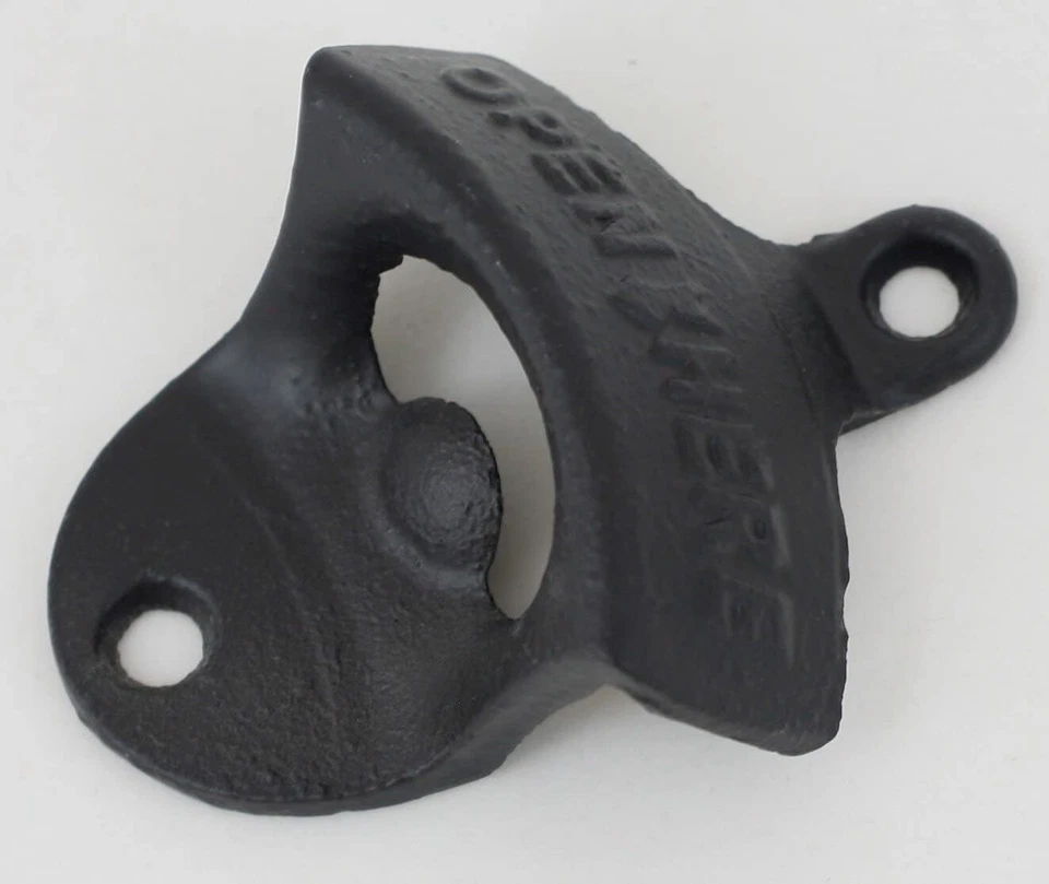 Wall Mount Bottle Opener Set of 6 Cast Iron Vintage Look Black Color - Image 3 of 4