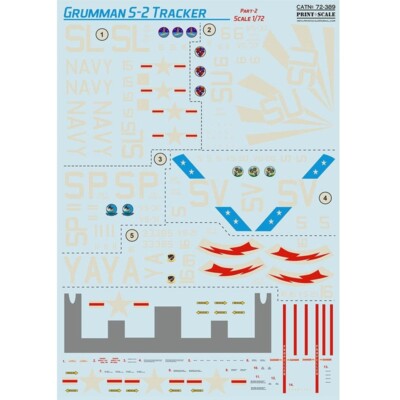 Print Scale 72-389 Waterslide Decal for airplane 1:72 Grumman S-2 Tracker Part 2