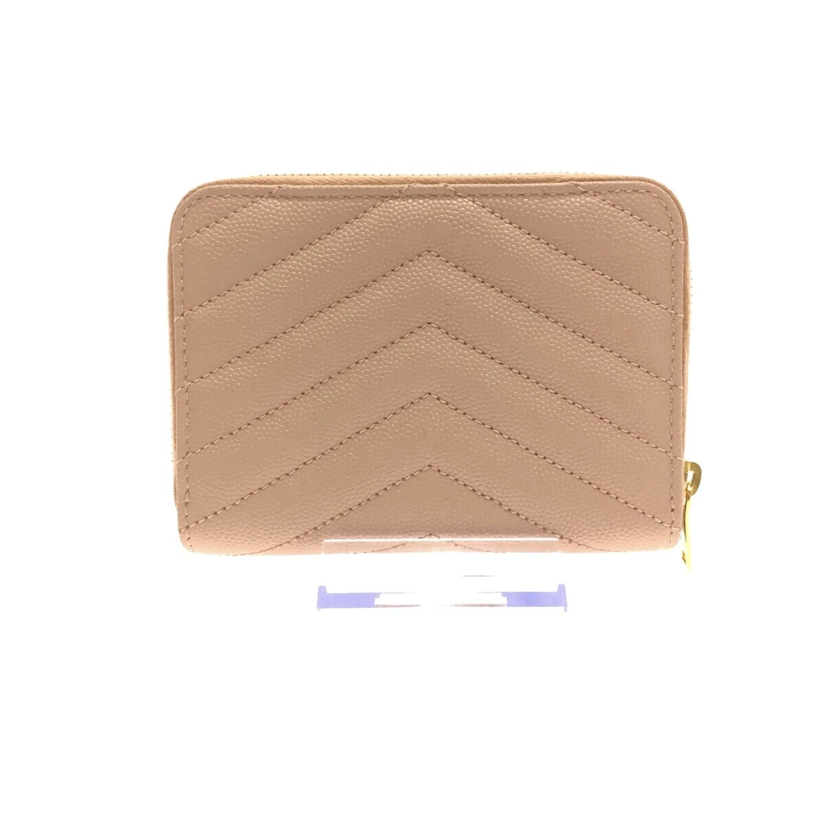 Auth SAINT LAURENT PARIS Monogram Compact Zip Wallet 403723 Pink