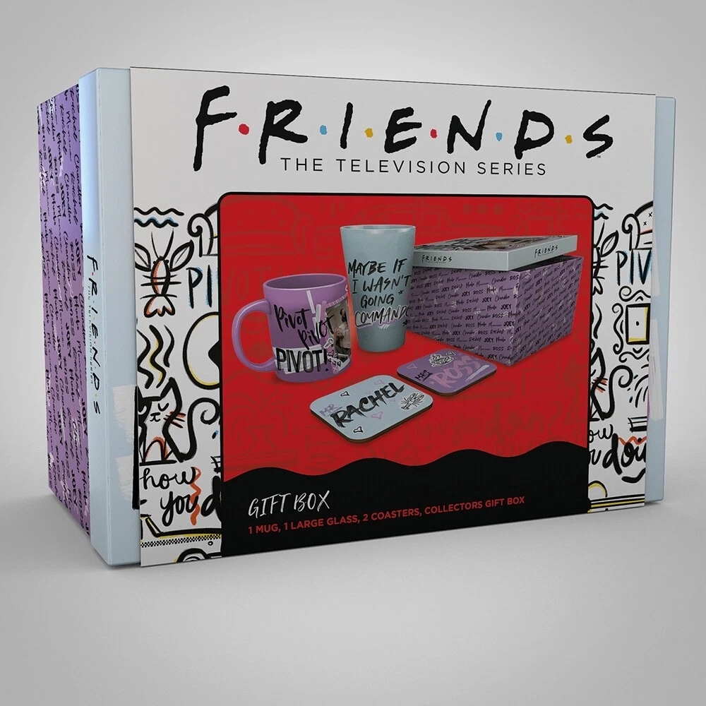 FRIENDS Gift Set Glass + Mug + 2 Coasters Doodle
