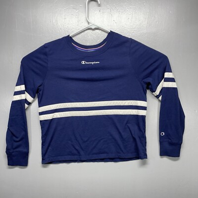 Champion Women's Long Sleeve Size Small Striped Blue Shirt