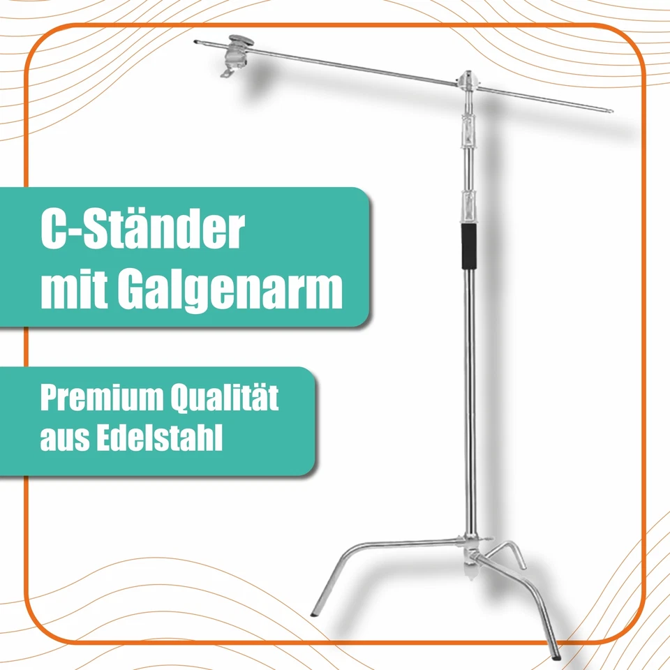 pixly® Stainless Steel Boom Tripod; Adjustable Professional C-Tripod with Boom Arm - Image 2 of 4