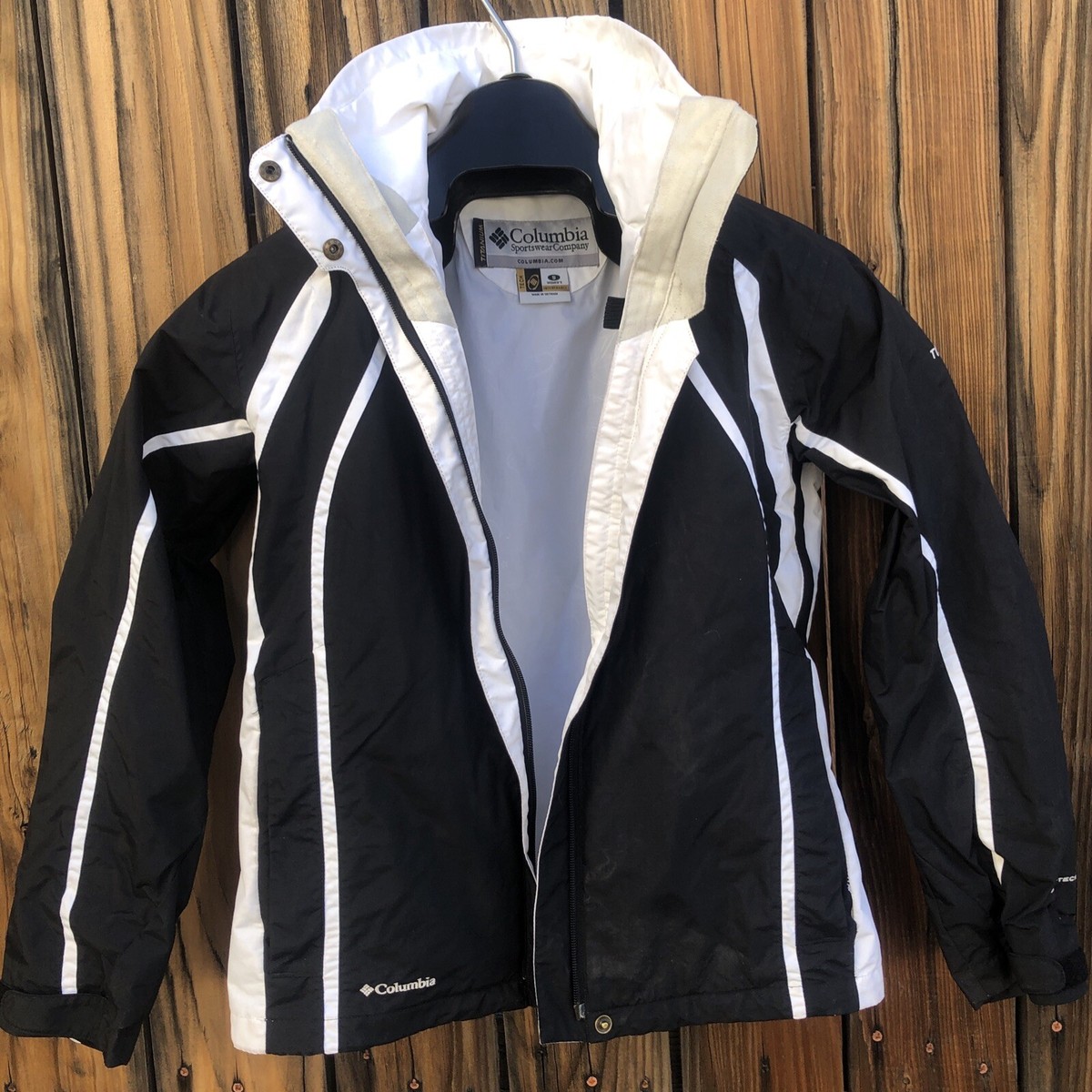 Columbia Titanium Jacket Women's Small Black White Waterproof Full