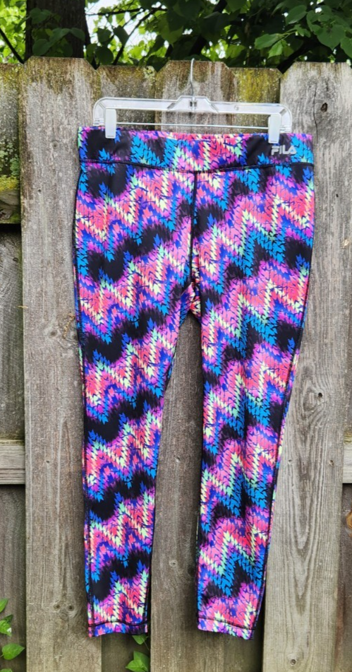 Fila Leggings Tie Dye Ranbow Neon con Forme Geometriche L XL Pantaloni
