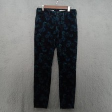 Pilcro and the Letterpress Pants 27 Black Script All Over Floral Print Velvet