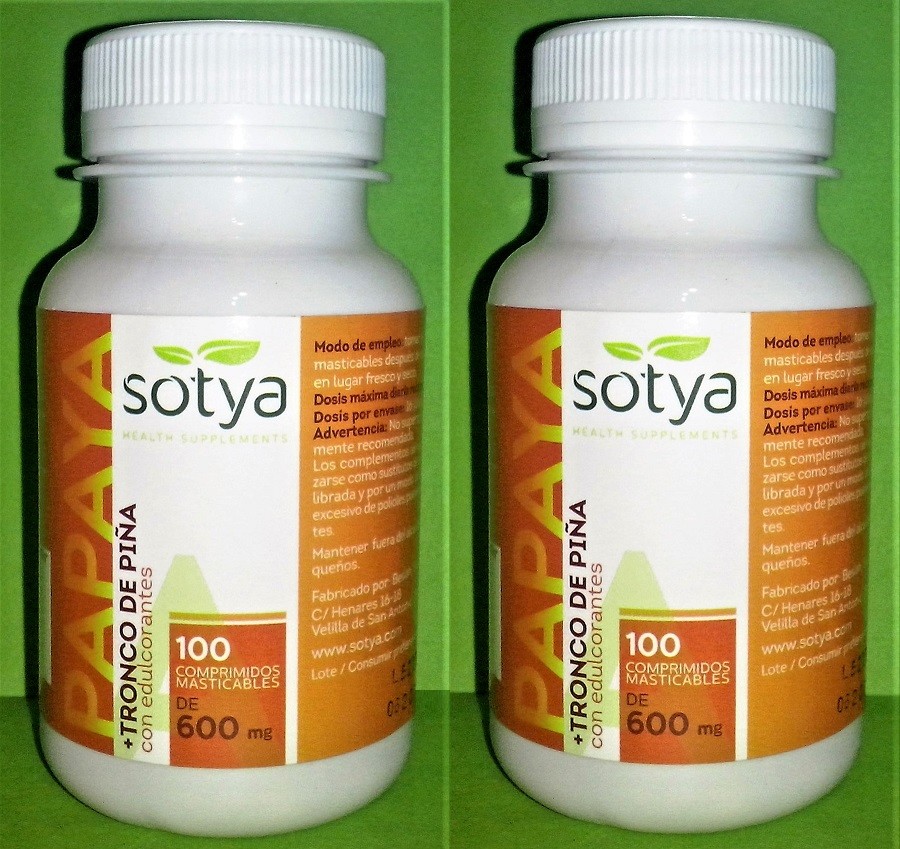 Papaya 600 Mg 2X100 Comprimidos Sotya Digestion Sistema Inmune Estreñimiento