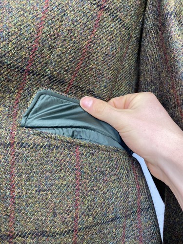 HARRIS TWEED (44S) Men’s Sport Coat Jacket ‘Western Isles’ Windowpane Overcheck - Picture 6 of 16